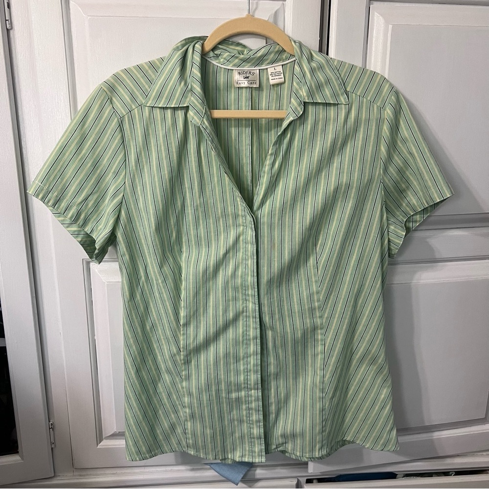 Vintage Lee Green Stripe Button Down Tee